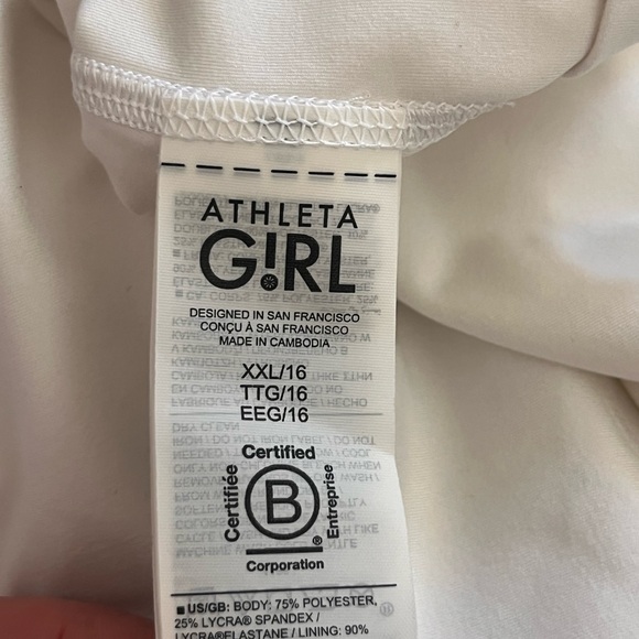 Athleta Girl Every day Dress Size XXL-16 White Built in Bra And Shorts - Picture 5 of 7